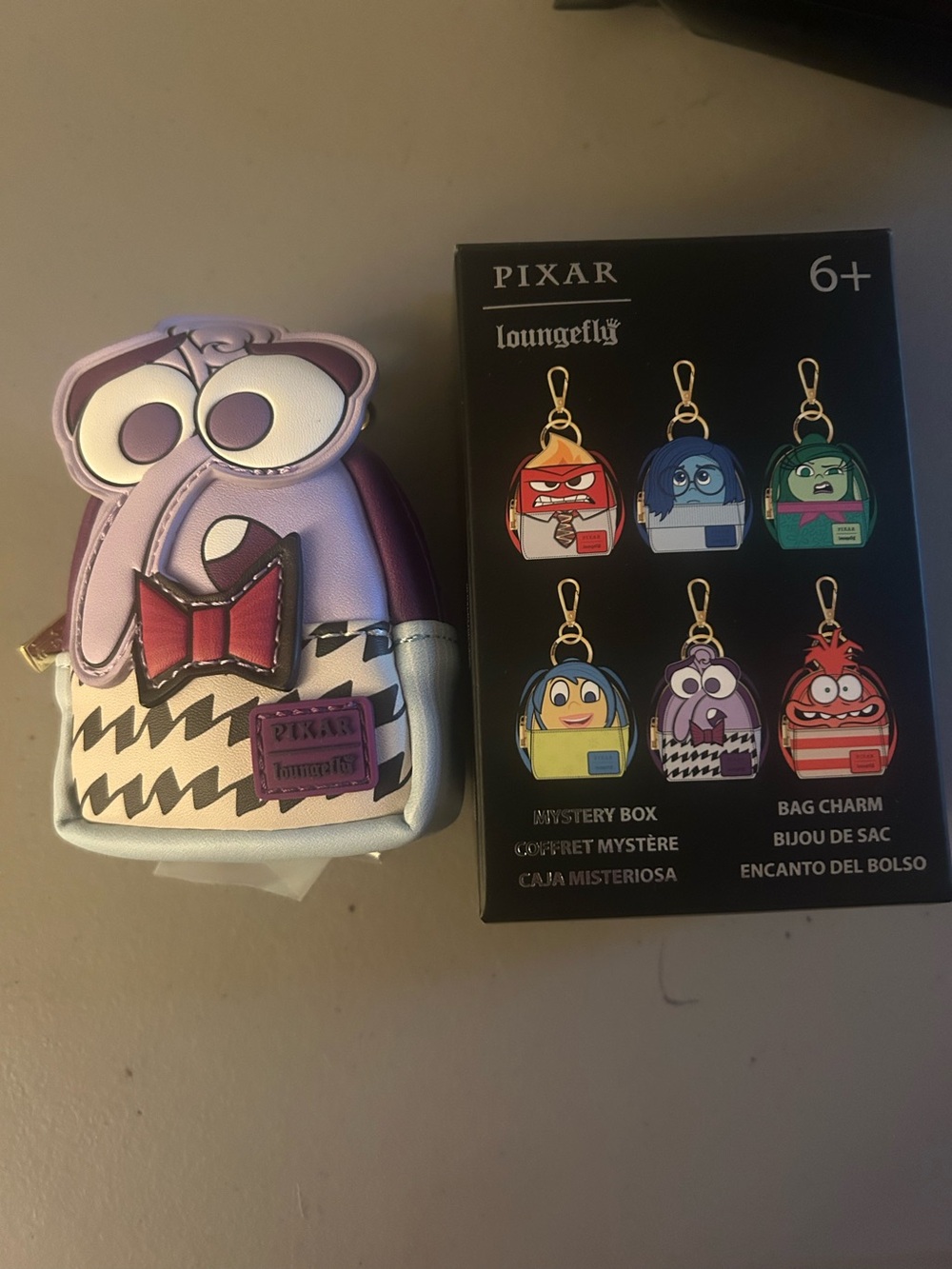 Pixar Loungefly Inside Out Fear Mini Backpack key charm